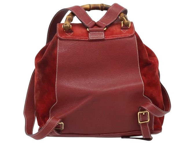 Zaino GUCCI Bamboo Scamoso Rosso Oro 003 2058 0016 Auth 191533 - vista 2