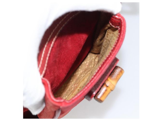 Zaino GUCCI Bamboo Scamoso Rosso Oro 003 2058 0016 Auth 191533 - vista 24
