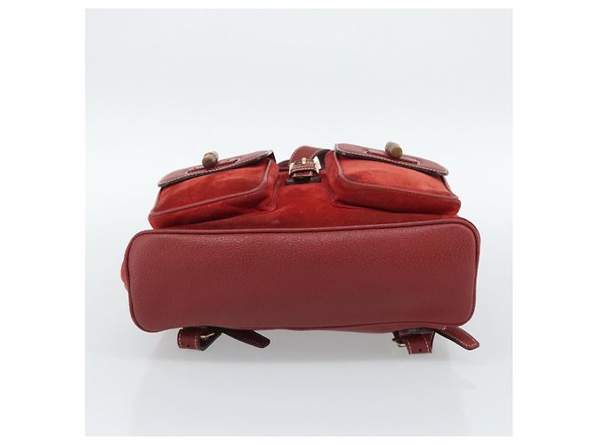 Zaino GUCCI Bamboo Scamoso Rosso Oro 003 2058 0016 Auth 191533 - vista 5