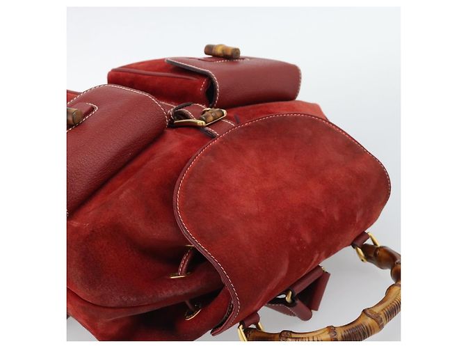 Zaino GUCCI Bamboo Scamoso Rosso Oro 003 2058 0016 Auth 191533 - vista 6