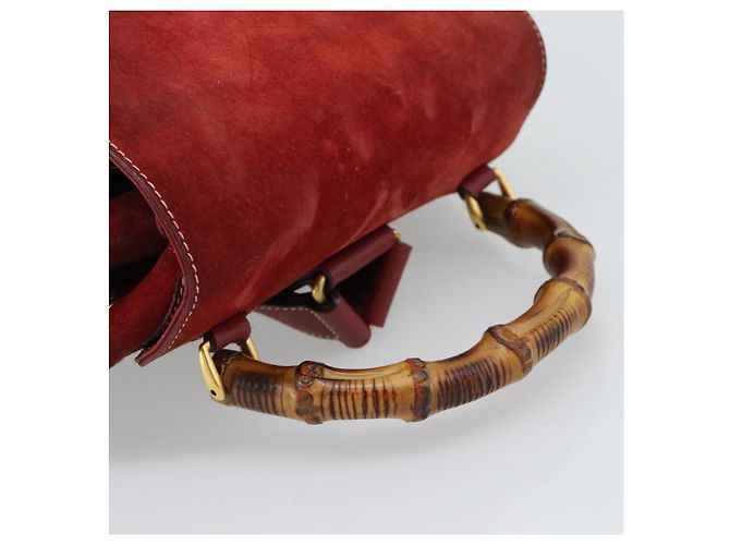 Zaino GUCCI Bamboo Scamoso Rosso Oro 003 2058 0016 Auth 191533 - vista 7
