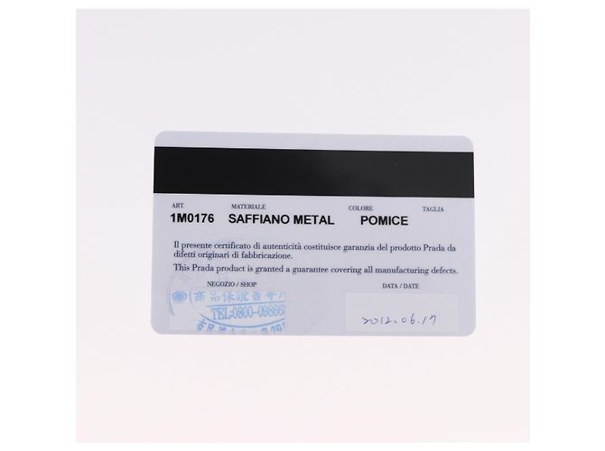Saffiano Portafoglio compatto PRADA in pelle Safiano grigio e oro Auth 191383V Marrone D'oro - vista 11