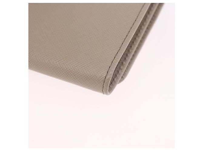 Saffiano Portafoglio compatto PRADA in pelle Safiano grigio e oro Auth 191383V Marrone D'oro - vista 16