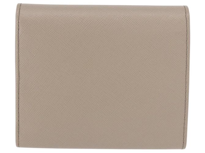 Saffiano Portafoglio compatto PRADA in pelle Safiano grigio e oro Auth 191383V Marrone D'oro - vista 2