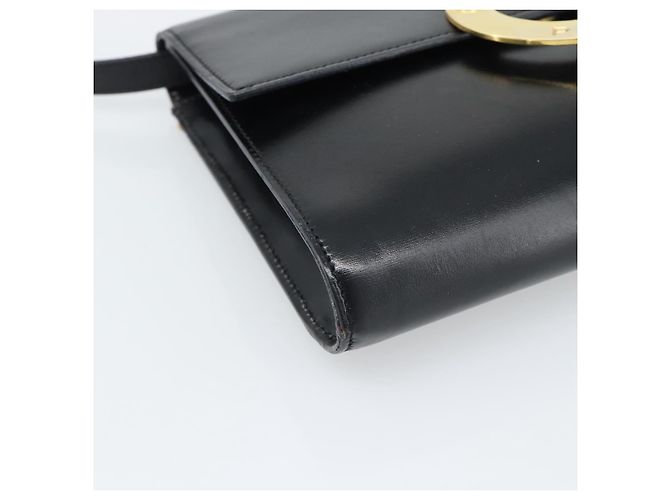 Céline Borsa a Spalla CELINE Circle in Pelle Nera con Dettagli Oro Autentica 190717A Nero D'oro - vista 14