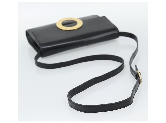 Céline Borsa a Spalla CELINE Circle in Pelle Nera con Dettagli Oro Autentica 190717A Nero D'oro - vista 7