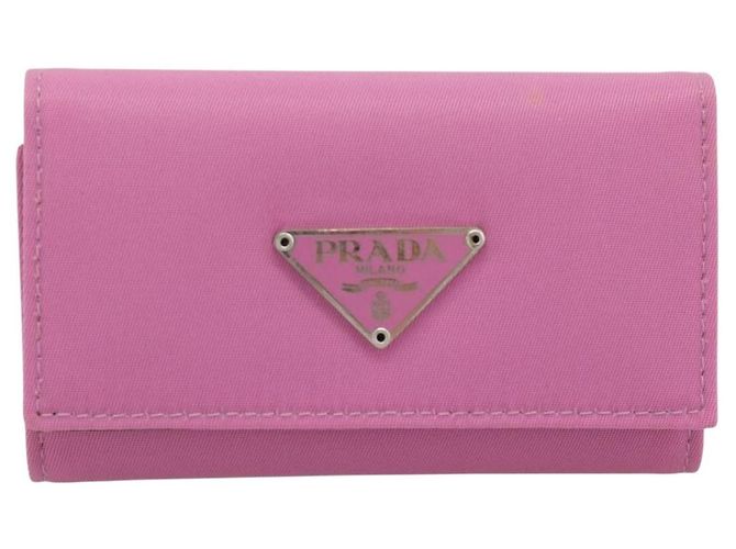PRADA Key Case Nylon Pink Silver Auth 189428A Silvery - view 13