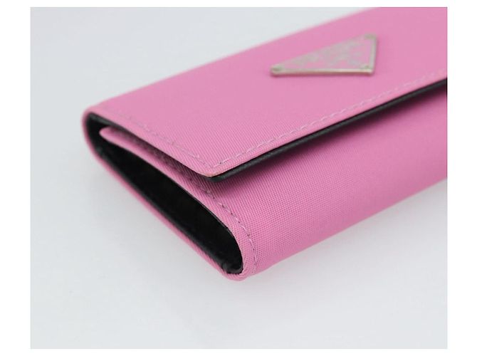 PRADA Key Case Nylon Pink Silver Auth 189428A Silvery - view 14