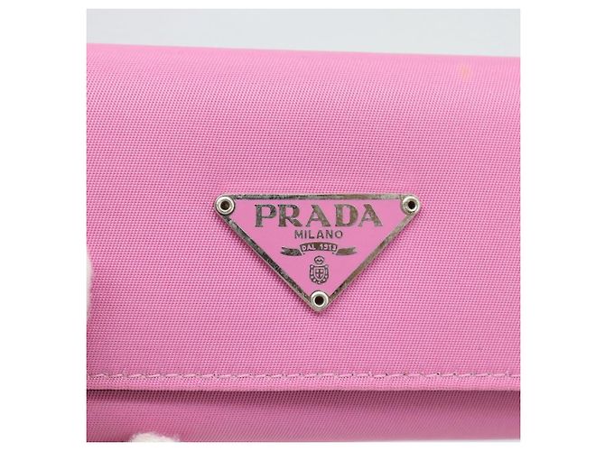PRADA Key Case Nylon Pink Silver Auth 189428A Silvery - view 17
