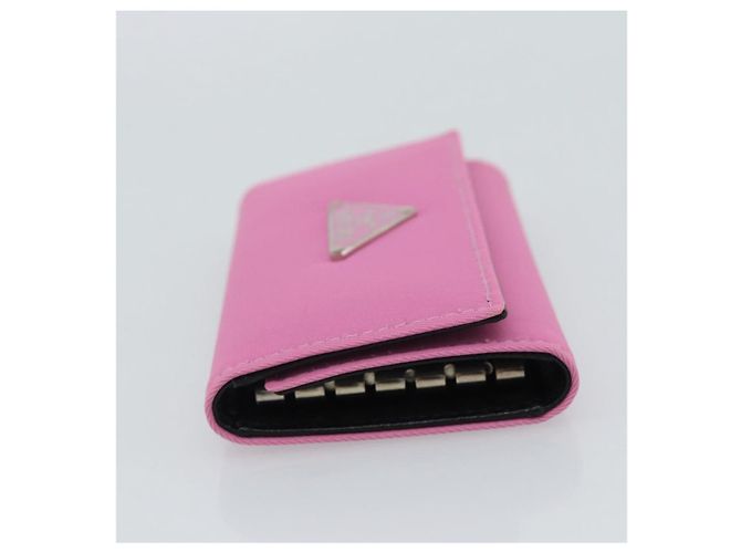 PRADA Key Case Nylon Pink Silver Auth 189428A Silvery - view 3