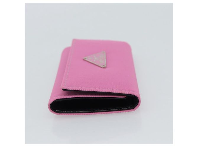 PRADA Key Case Nylon Pink Silver Auth 189428A Silvery - view 4