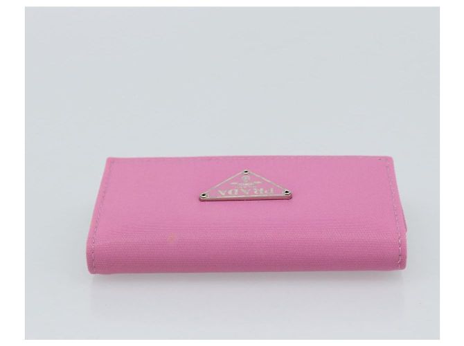 PRADA Key Case Nylon Pink Silver Auth 189428A Silvery - view 5