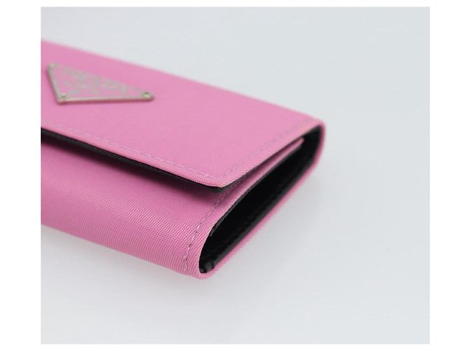 PRADA Key Case Nylon Pink Silver Auth 189428A Silvery - view 7