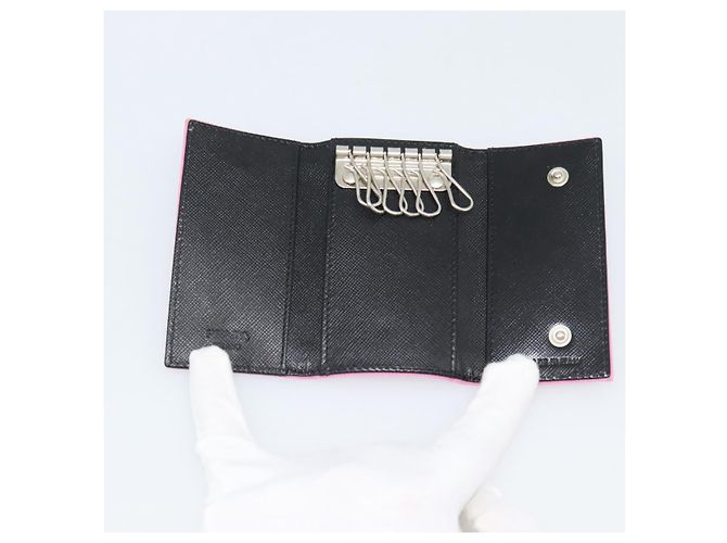 PRADA Key Case Nylon Pink Silver Auth 189428A Silvery - view 8