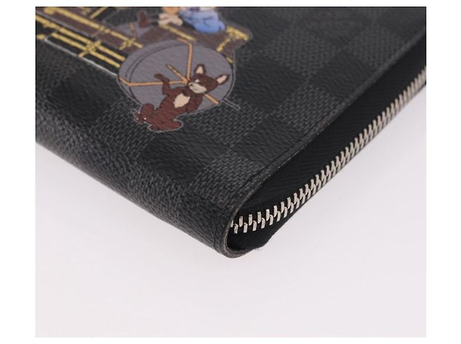 LOUIS VUITTON Damier Graphite Zippy Organizer Long Wallet N63002 LV Auth 191660 Damier ebene - vista 14