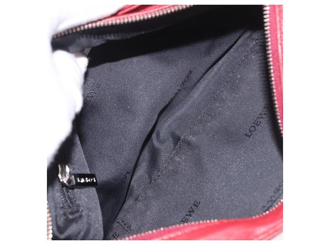 LOEWE Accessory Pouch Leather Red Silver Auth 191357 Silvery - view 11