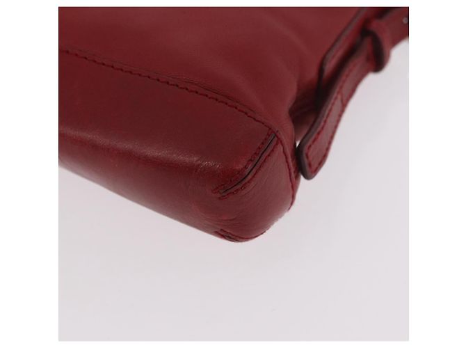 LOEWE Accessory Pouch Leather Red Silver Auth 191357 Silvery - view 14
