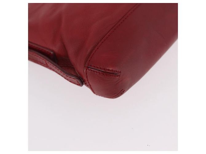 LOEWE Accessory Pouch Leather Red Silver Auth 191357 Silvery - view 15