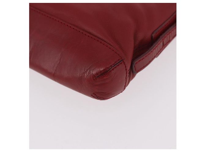 LOEWE Accessory Pouch Leather Red Silver Auth 191357 Silvery - view 16