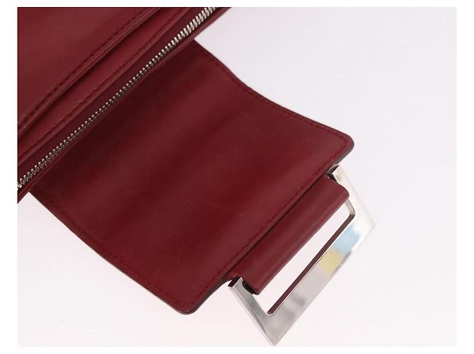 LOEWE Accessory Pouch Leather Red Silver Auth 191357 Silvery - view 18