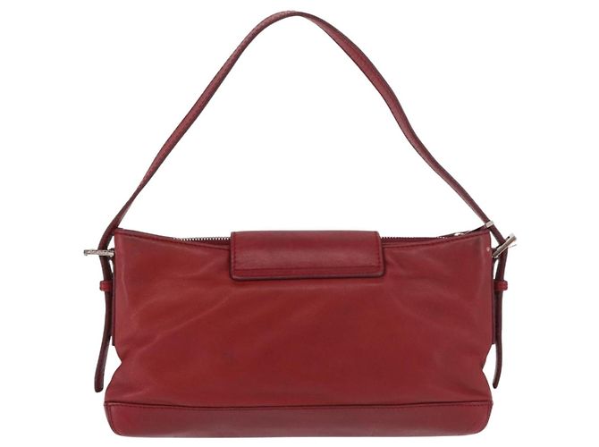 LOEWE Accessory Pouch Leather Red Silver Auth 191357 Silvery - view 2