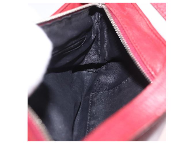 LOEWE Accessory Pouch Leather Red Silver Auth 191357 Silvery - view 20