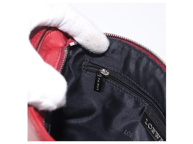 LOEWE Accessory Pouch Leather Red Silver Auth 191357 Silvery - view 22