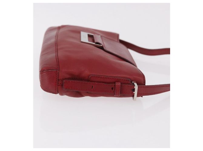 LOEWE Accessory Pouch Leather Red Silver Auth 191357 Silvery - view 3