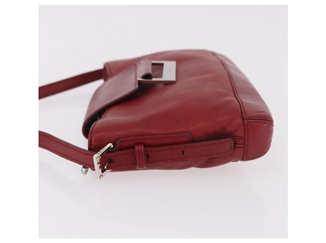 LOEWE Accessory Pouch Leather Red Silver Auth 191357 Silvery - view 4