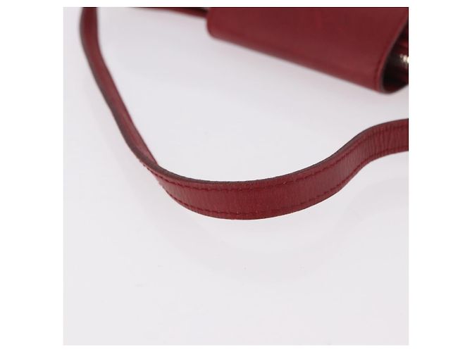 LOEWE Accessory Pouch Leather Red Silver Auth 191357 Silvery - view 7