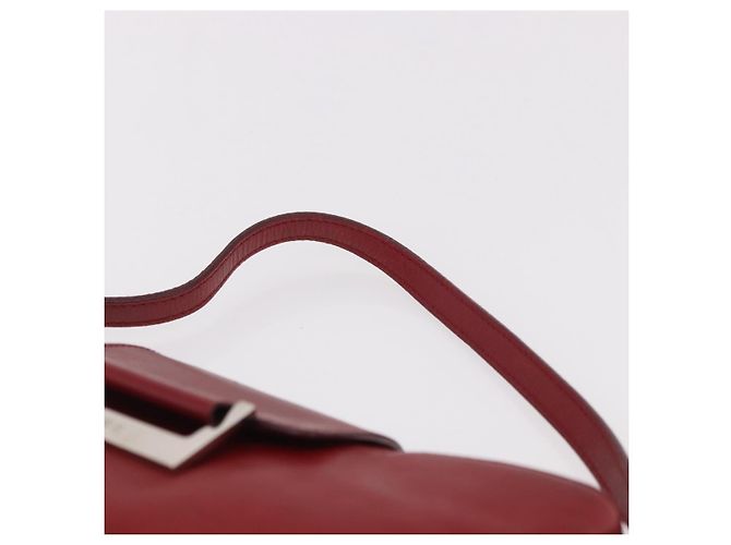 LOEWE Accessory Pouch Leather Red Silver Auth 191357 Silvery - view 8