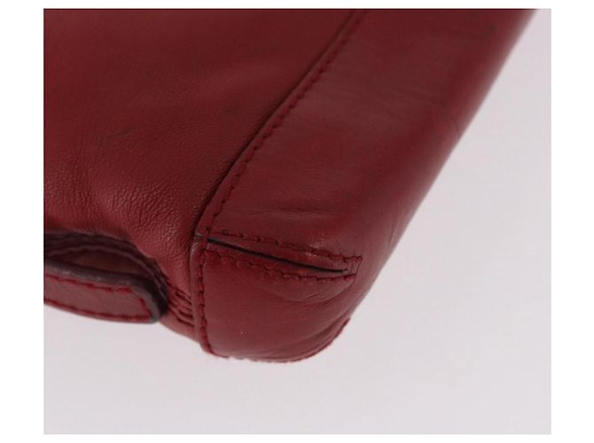 LOEWE Accessory Pouch Leather Red Silver Auth 191357 Silvery - view 9