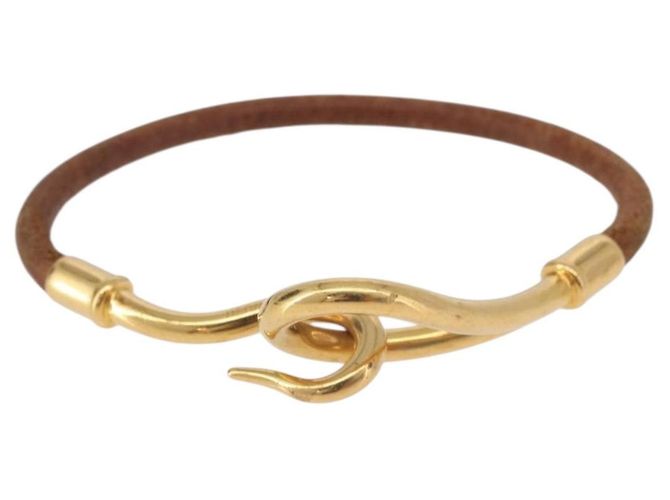 Hermès Bracciale HERMES Jumbo in Pelle Marrone Oro Autentico 189396 D'oro - vista 2