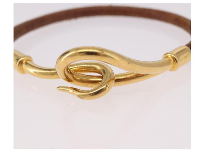 Hermès Bracciale HERMES Jumbo in Pelle Marrone Oro Autentico 189396 D'oro - vista 6