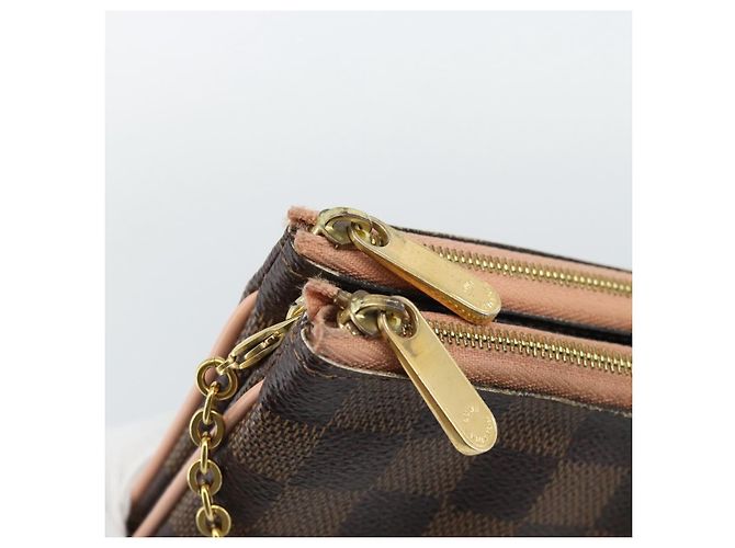 LOUIS VUITTON Pochette Double Zip Damier Ebene Shoulder Bag N60254 Auth ka5157 - vista 10
