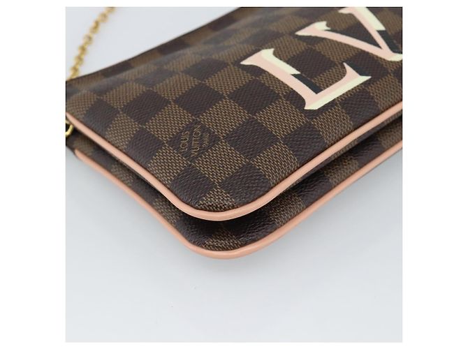 LOUIS VUITTON Pochette Double Zip Damier Ebene Shoulder Bag N60254 Auth ka5157 - vista 14
