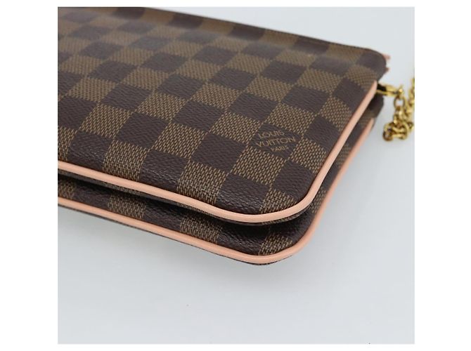LOUIS VUITTON Pochette Double Zip Damier Ebene Shoulder Bag N60254 Auth ka5157 - vista 15