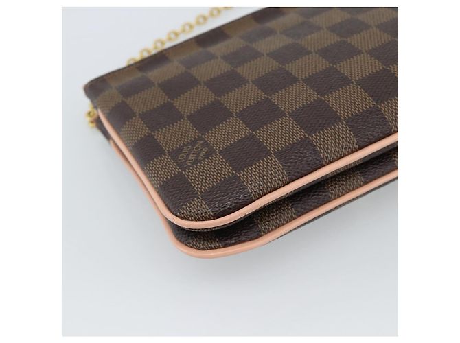 LOUIS VUITTON Pochette Double Zip Damier Ebene Shoulder Bag N60254 Auth ka5157 - vista 16