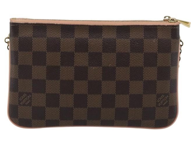 LOUIS VUITTON Pochette Double Zip Damier Ebene Shoulder Bag N60254 Auth ka5157 - vista 2
