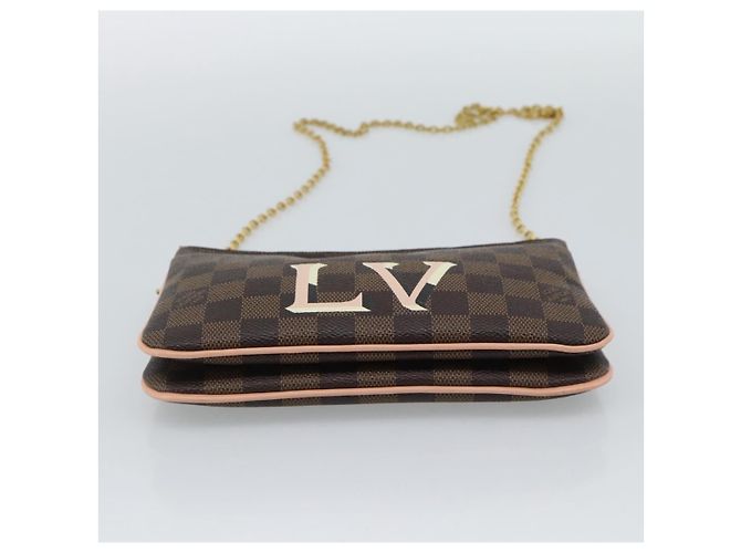 LOUIS VUITTON Pochette Double Zip Damier Ebene Shoulder Bag N60254 Auth ka5157 - vista 5