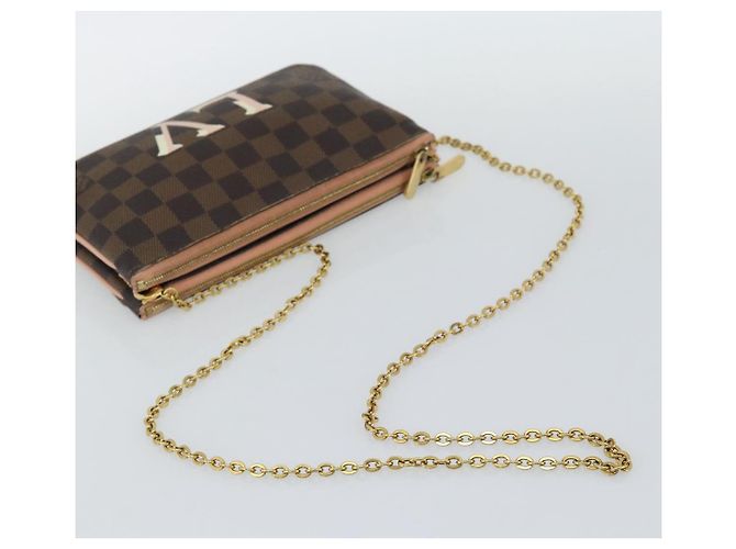 LOUIS VUITTON Pochette Double Zip Damier Ebene Shoulder Bag N60254 Auth ka5157 - vista 7
