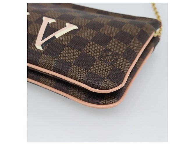 LOUIS VUITTON Pochette Double Zip Damier Ebene Shoulder Bag N60254 Auth ka5157 - vista 9