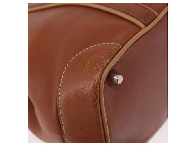 Borsa Coach in pelle marrone argento Auth 189425 - vista 10