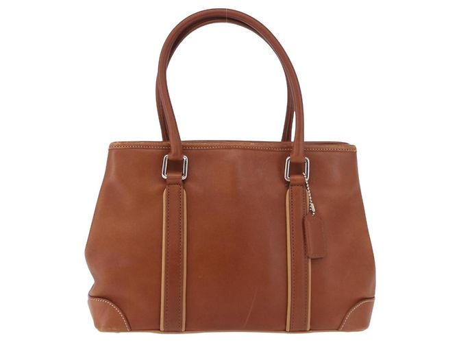 Borsa Coach in pelle marrone argento Auth 189425 - vista 13