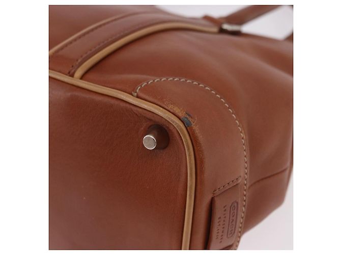 Borsa Coach in pelle marrone argento Auth 189425 - vista 14