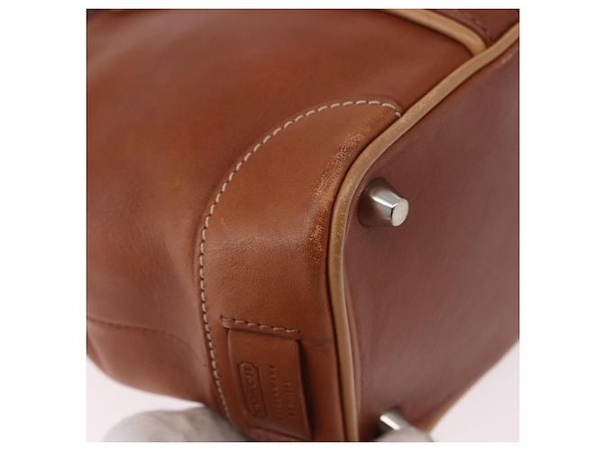 Borsa Coach in pelle marrone argento Auth 189425 - vista 15