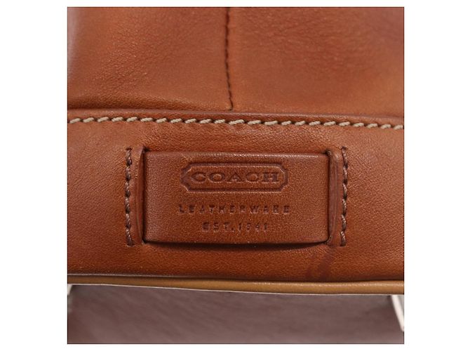 Borsa Coach in pelle marrone argento Auth 189425 - vista 17