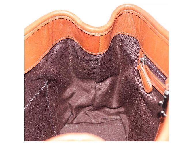 Borsa Coach in pelle marrone argento Auth 189425 - vista 20