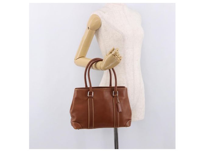 Borsa Coach in pelle marrone argento Auth 189425 - vista 23