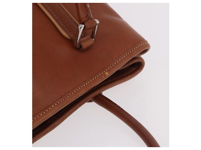 Borsa Coach in pelle marrone argento Auth 189425 - vista 7
